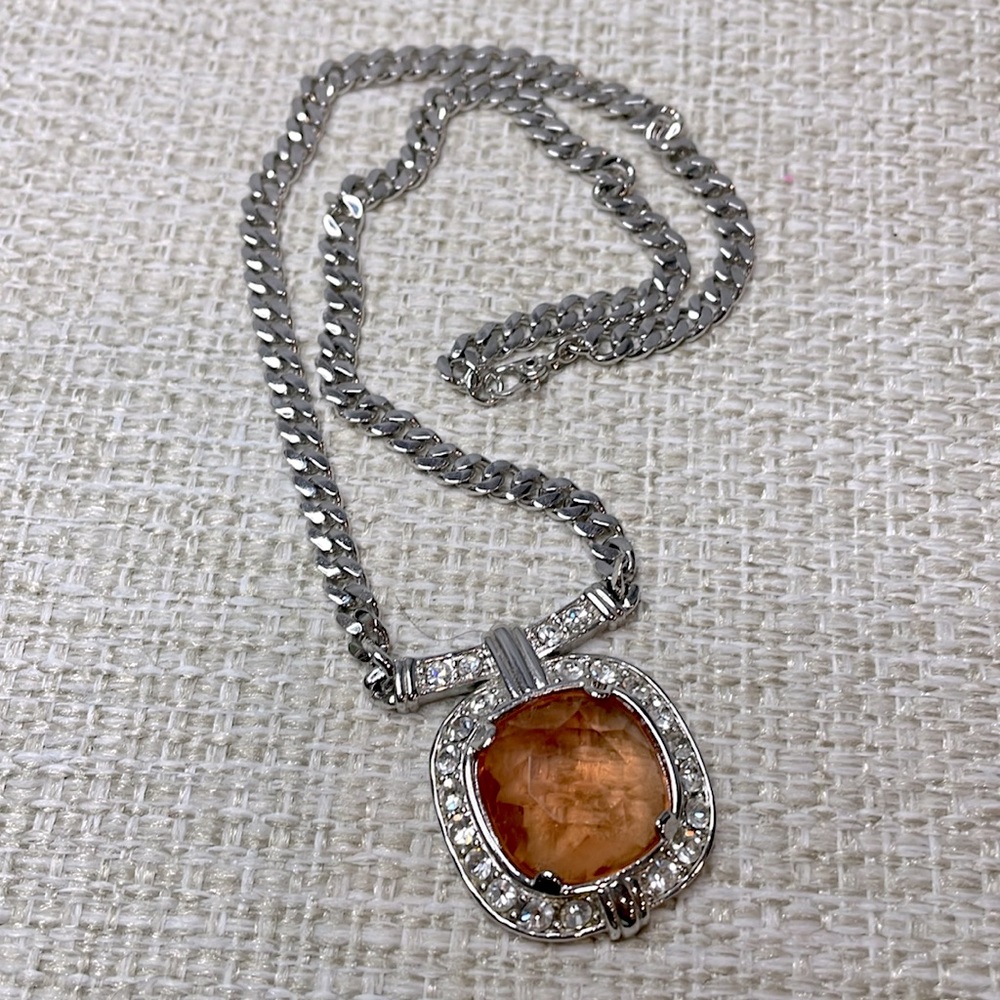 Vintage Monet Peach Faux Topaz Necklace